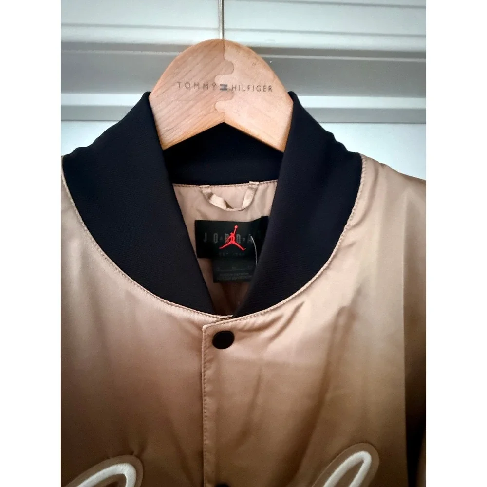 NWT Champagne Gold JORDAN MVP Varsity Satin Bomber Jacket Size XXL